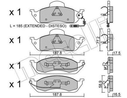 Комплект гальмівних колодок (дискових) METELLI 22-0569-0