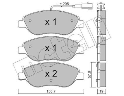 Колодки гальмівні дискові, комплект METELLI 22-0577-0