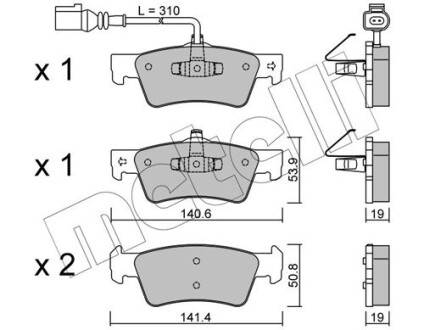 Комплект гальмівних колодок (дискових) METELLI 22-0661-1