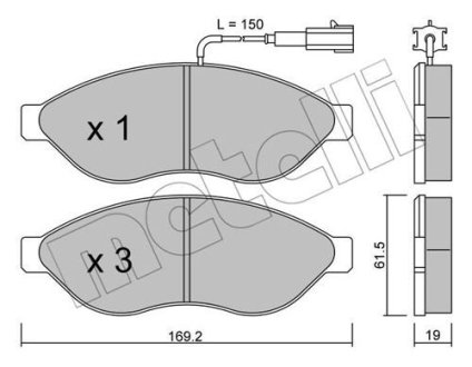 Комплект гальмівних колодок (дискових) METELLI 22-0708-0