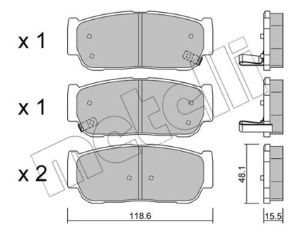 Комплект гальмівних колодок (дискових) METELLI 22-0727-0