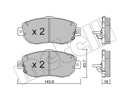 Колодки гальмівні дискові, комплект METELLI 22-0756-0