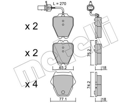 Комплект гальмівних колодок (дискових) METELLI 22-0774-1 (фото 1)