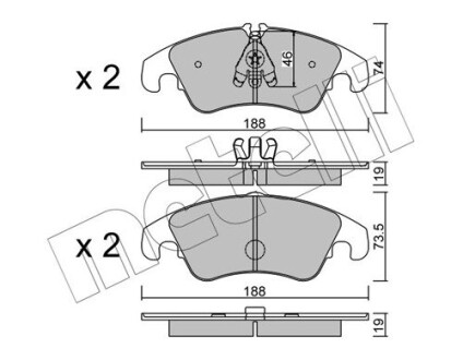 Комплект гальмівних колодок (дискових) METELLI 22-0775-4