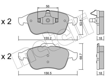 Колодки гальмівні дискові, комплект METELLI 2208031 (фото 1)