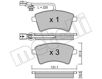 Комплект гальмівних колодок (дискових) METELLI 22-0812-1