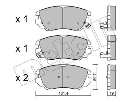 Комплект гальмівних колодок (дискових) METELLI 22-0841-0