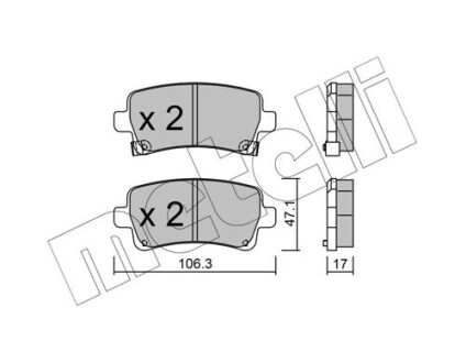 Комплект гальмівних колодок (дискових) METELLI 22-0844-0