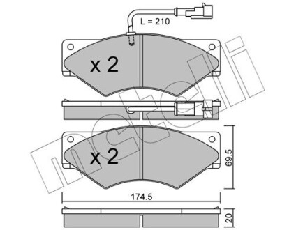 Комплект гальмівних колодок (дискових) METELLI 22-0849-1