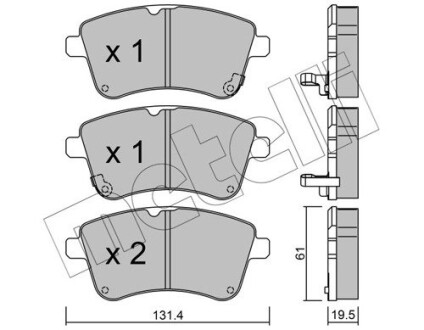 Комплект гальмівних колодок (дискових) METELLI 22-0913-0