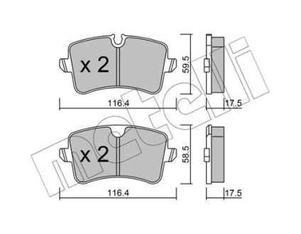 Комплект гальмівних колодок (дискових) METELLI 22-0955-0 (фото 1)