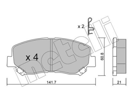 Комплект гальмівних колодок (дискових) METELLI 22-0969-1