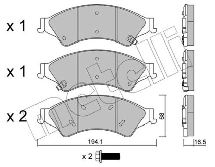 Комплект гальмівних колодок (дискових) METELLI 22-0971-0