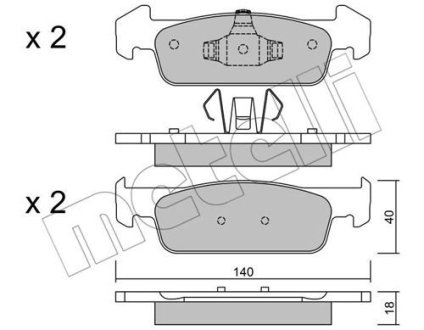 Комплект гальмівних колодок (дискових) METELLI 22-0975-1