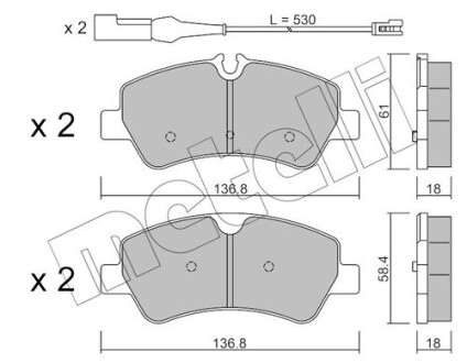 Комплект гальмівних колодок (дискових) METELLI 22-0991-1