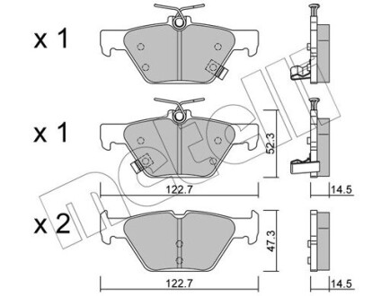 Комплект гальмівних колодок (дискових) METELLI 22-1087-0