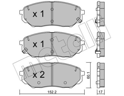 Комплект гальмівних колодок (дискових) METELLI 22-1096-0