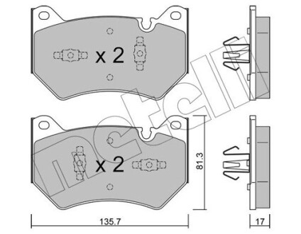 Комплект гальмівних колодок (дискових) METELLI 22-1170-1