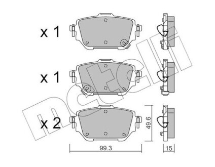 Комплект гальмівних колодок (дискових) METELLI 22-1236-0