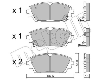 Комплект гальмівних колодок (дискових) METELLI 22-1237-0