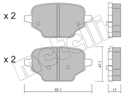 Комплект гальмівних колодок (дискових) METELLI 22-1245-0