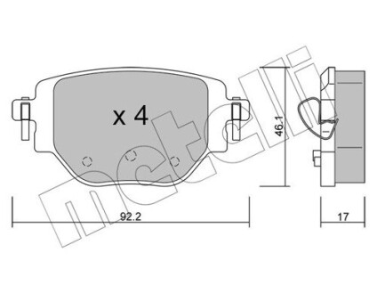 Комплект гальмівних колодок (дискових) METELLI 22-1246-0