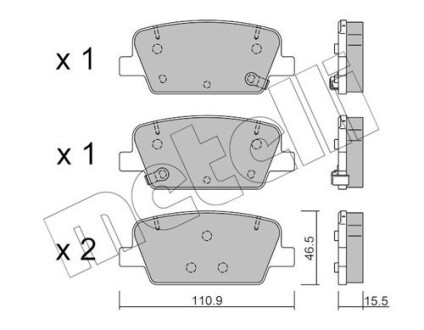 Комплект гальмівних колодок (дискових) METELLI 22-1283-0