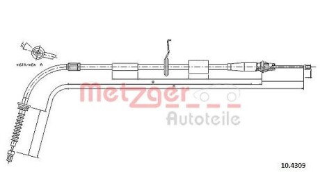 Трос, стояночная тормозная система METZGER 10.4309