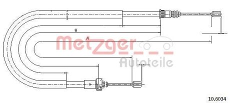 Трос, стояночная тормозная система METZGER 10.6034 (фото 1)