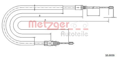 Трос, стояночная тормозная система METZGER 10.6036 (фото 1)