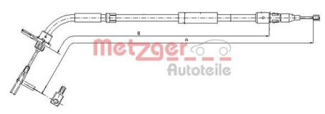 Трос, стояночная тормозная система METZGER 10.9334 (фото 1)
