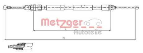 Трос, стояночная тормозная система METZGER 11.6807 (фото 1)