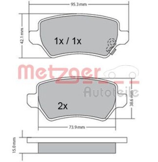 Колодки гальмівні дискові, комплект METZGER 1170004