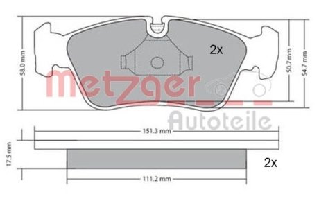 Колодки гальмівні дискові, комплект METZGER 1170019