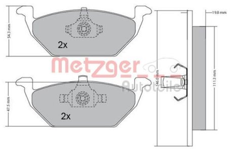 Колодки гальмівні дискові, комплект METZGER 1170027