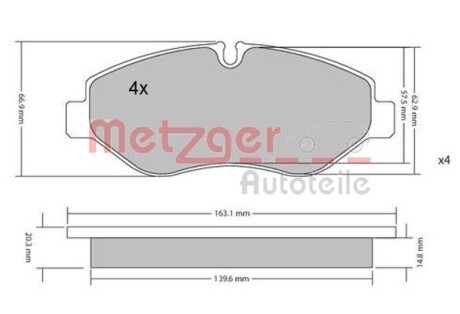 Колодки гальмівні дискові, комплект METZGER 1170040