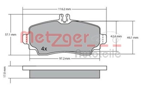 Колодки гальмівні дискові, комплект METZGER 1170041