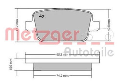 Колодки гальмівні дискові, комплект METZGER 1170058