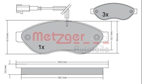 Колодки гальмівні дискові, комплект METZGER 1170073