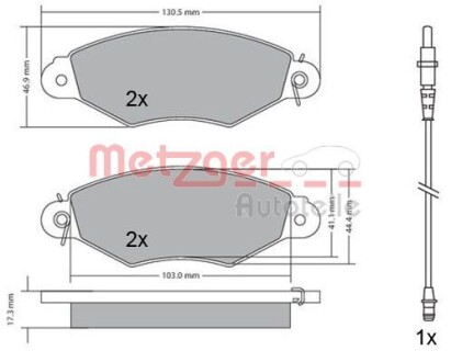 Колодки гальмівні дискові, комплект METZGER 1170115