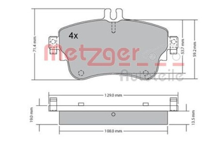 Колодки гальмівні дискові, комплект METZGER 1170149