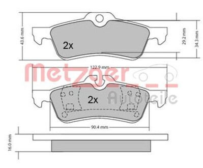 Колодки гальмівні дискові, комплект METZGER 1170154