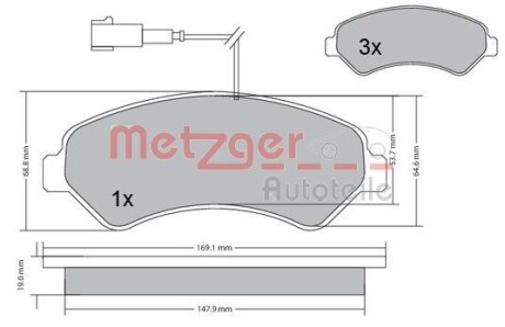 Колодки гальмівні дискові, комплект METZGER 1170248