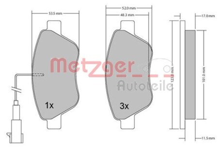 Колодки гальмівні дискові, комплект METZGER 1170296