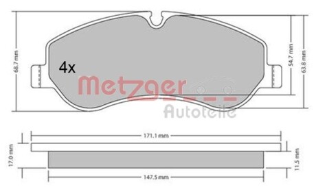 Колодки гальмівні дискові, комплект METZGER 1170349