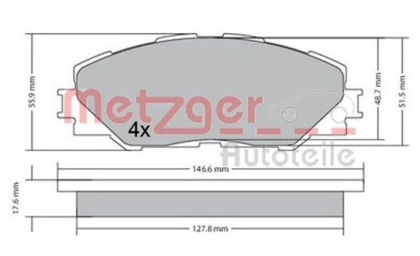 Колодки гальмівні дискові, комплект METZGER 1170443