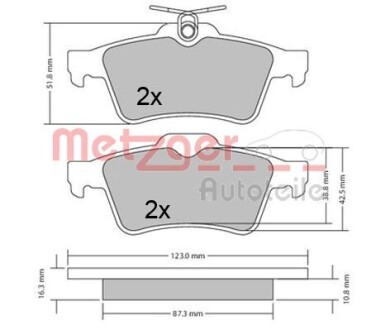 Колодки гальмівні дискові, комплект METZGER 1170503