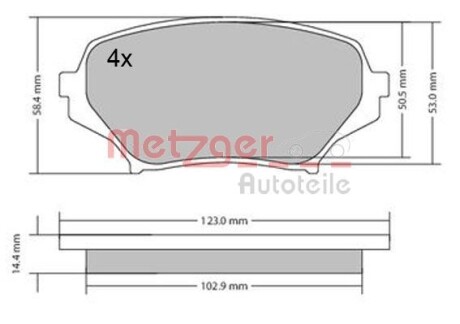 Колодки гальмівні дискові, комплект METZGER 1170589