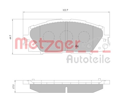 Колодки гальмівні дискові, комплект METZGER 1170772