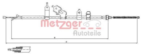 Трос, стояночная тормозная система METZGER 17.1081 (фото 1)